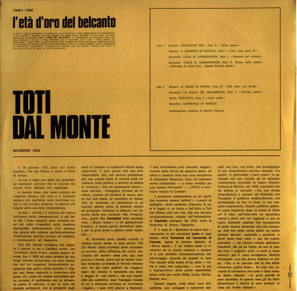 Toti Dal Monte | Near Mint (NM) Very Good Plus (VG+)-The Happy Cap