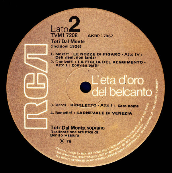 Toti Dal Monte | Near Mint (NM) Very Good Plus (VG+)-The Happy Cap