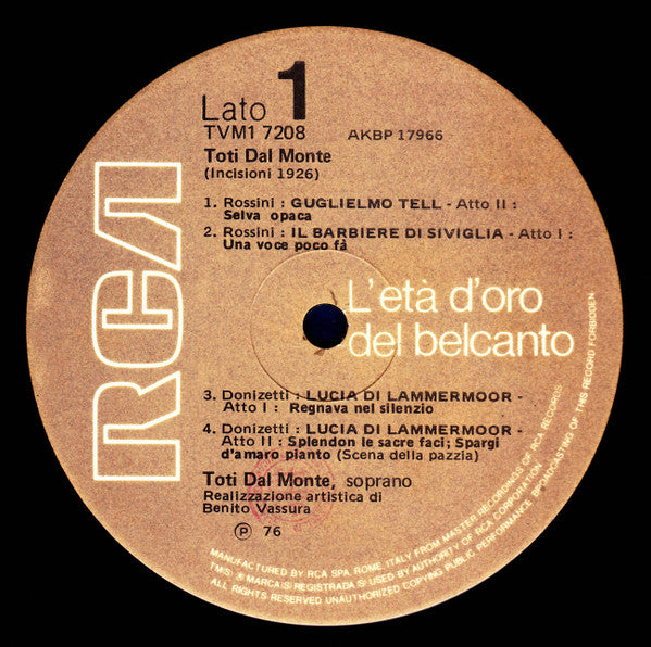 Toti Dal Monte | Near Mint (NM) Very Good Plus (VG+)-The Happy Cap