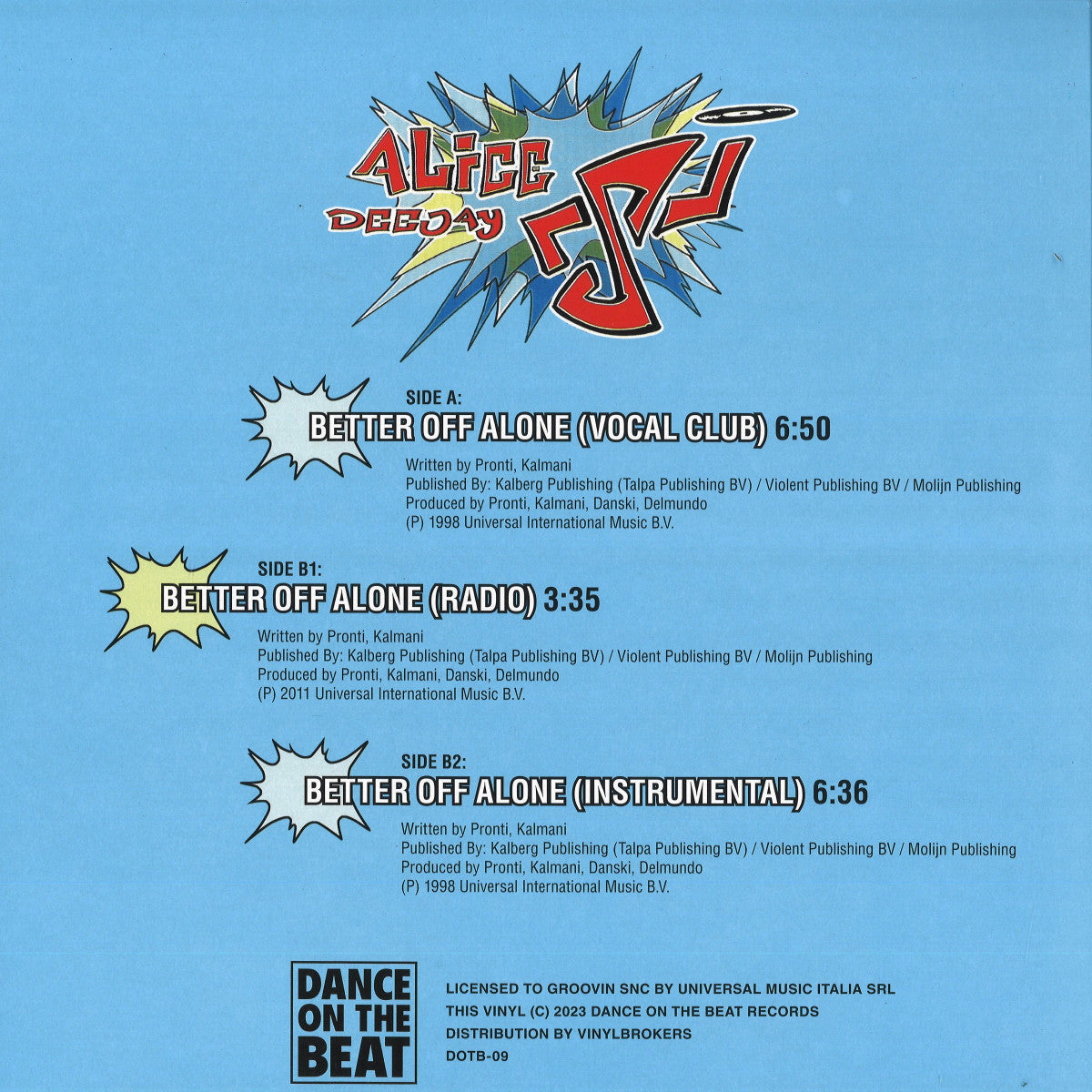 Alice Deejay - Better Off Alone (VINYL 12" Dance On The Beat DOTB-09 2023) | NEW Mint (M) Mint (M)-The Happy Cap