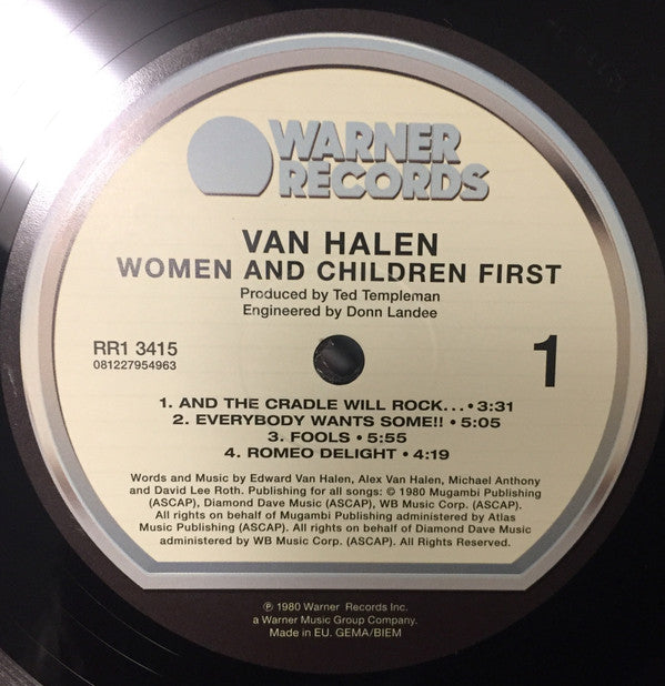 Van Halen Women And Children First Warner Records, Warner Records LP, Album, RE, RM Mint (M) Mint (M)-The Happy Cap
