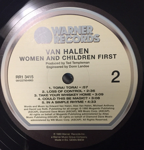Van Halen Women And Children First Warner Records, Warner Records LP, Album, RE, RM Mint (M) Mint (M)-The Happy Cap
