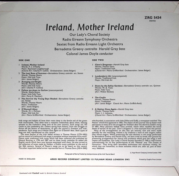 Our Lady's Choral Society - Ireland, Mother Ireland *UK* | Near Mint (NM) Near Mint (NM)-The Happy Cap