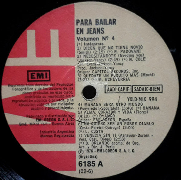 Various - Para Bailar En Jeans - Vol. 4 | Excellent (EX) Generic-The Happy Cap