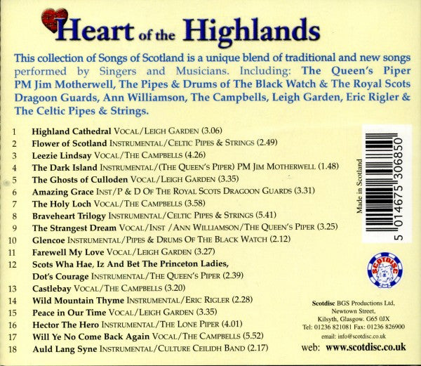 Various - Heart Of The Highlands (The Great Celtic Anthems Of Scotland) (CD) | Near Mint (NM) Excellent (EX)-The Happy Cap