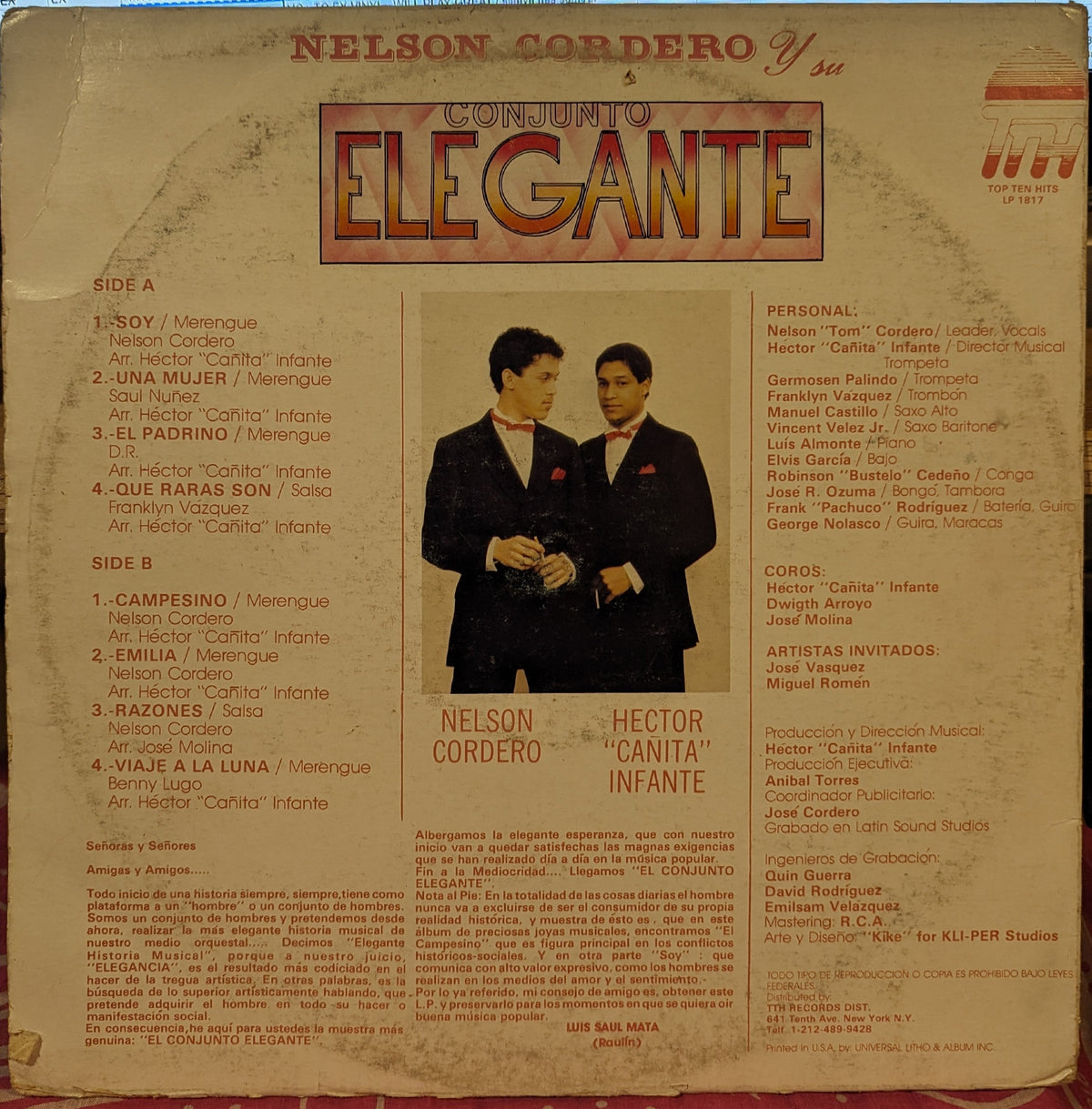 Nelson Cordero Y Su Conjunto Elegante - Soy | Very Good Plus (VG+) Very Good (VG)-The Happy Cap